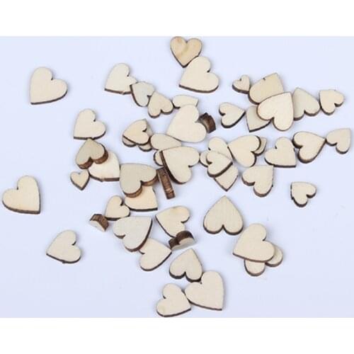 100Pcs/Pack Mixed 5 Sizes Cute Love Heart Shape Wedding Table Scatter Decor Rustic Wooden Wedding Decoration Buttons