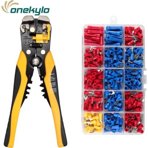 HS-D1+270PCS Multifunctional automatic wire stripping pliers Crimping tools AWG10-24 (0.2-6.0mm2 ) for insulated terminals