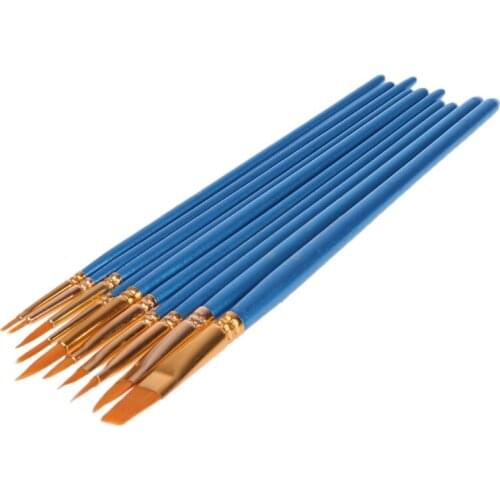 10Pcs Watercolor Paiting Brush Pen Nylon Hair Drawing Artist Paint Point Tip Set