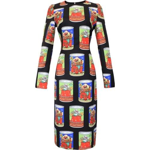 2019 Spring New Fashion Women Customize Made Plus Size 3XS-10XL High Waist Long Sleeve Pringting Midi Dress vestidos de fiesta