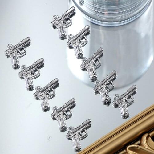 10Pcs Charms Pistol Gun Antique Bronze Silver Color Pendants Making DIY Handmade Finding Jewelry For Bracelet Earring Necklace