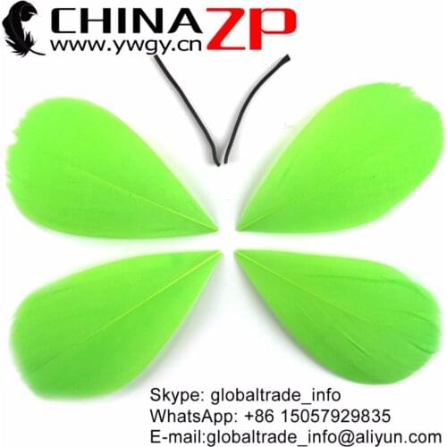 Specialized Feathers Supplier CHINAZP Size 3~7cm 100pcs/lot Unique Dyed Lime Green Trimmed Goose Feathers Petal