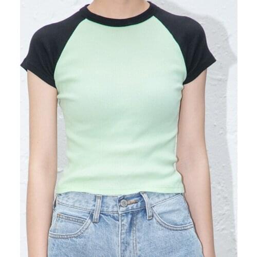 Casual Women Soft Cotton O Neck T-shirt 2021 Summer Fashion Ladies High Street Straight T-shirt Female Patchwork T-shirt