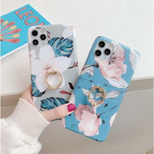 Luxury Matte Case for Huawei P30 P20 Pro Lite Case Silicone Flower Soft Cover for Huawei Mate 20 30 Pro Lite Case Ring Holder