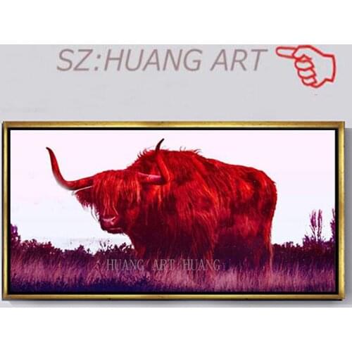 Hand Painted Palette Colorful Cow Canvas Paintings Abstract Animal Oil Painting Handmade Home Decor Wall Art Pictures Large Size