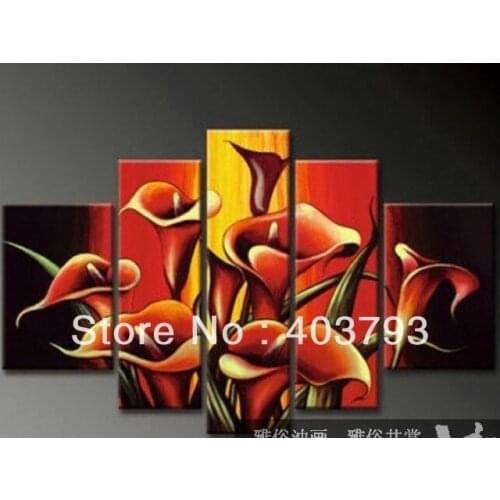 Modern abstract Oil Painting On Canvas huge wall art beautiful red calla flower Free shipping