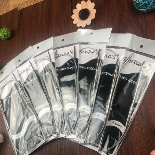 Free Shipping 120cm Stainless Steel Circular knitting needles set 7PCS/Set Size 2.0-5.0mm knitting needles Crafts