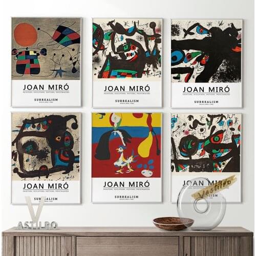 Joan Miro Vintage Print Art Poster Exhibition Museum Retro Canvas Painting Home Decor Living Room Wall Art Prints Picture Gift