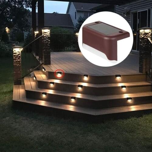 4pcs Step Lights Solar Lights Waterproof Wall Light Garden Landscape Step Deck Stair Fence Lamp Decoration For Patio Stairs Gard
