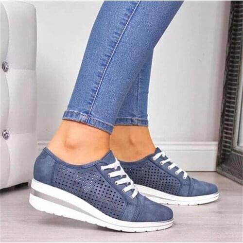 Size 35-43 Flock New High Heel Lady Casual Women Sneakers Leisure Platform Shoes Breathable Height Increasing Shoes Women Flats