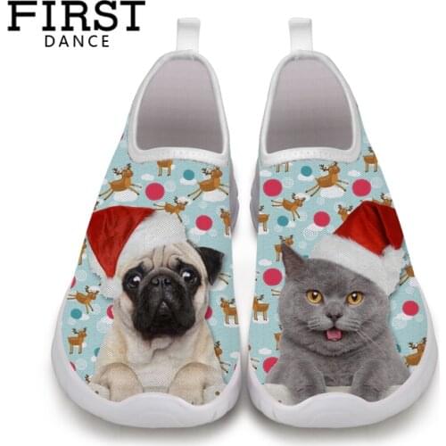 FIRST DANCE Fashion Cute Animal Flat-Bottomed Shoes Women 3D Dog Printed Loafers Ladies Slip On Casual Nice Shoes Woman Loafers