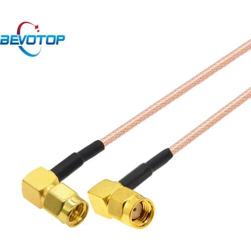 100pcs/lot SMA Male Right Angle to RP SMA Male 90 Degree RG316 RF Coax Cable WiFi Router Antenna Extension Cable Jumper Pigtail