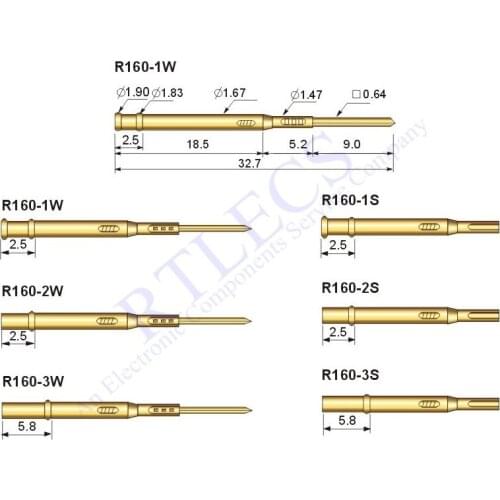 100pcs Receptacle R160 For Spring Test Probe P160 Bare PCB 2.54 mm Pitch Mating Different Socket style to choose order