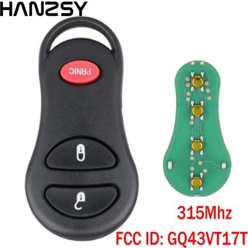 2+1 3 Buttons 315Mhz Remote key For DODGE Caravan Ram Dakota Durango Chrysler Town GQ43VT17T Car key Fob