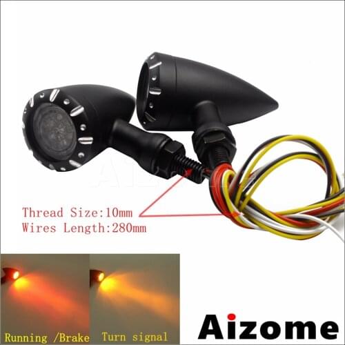 2PCS 10mm Turn Signal Light Rear Indicator 3 in 1 Brake Running Turn Signal Flasher Blinker for Harley Chopper Bobber Cafe Racer