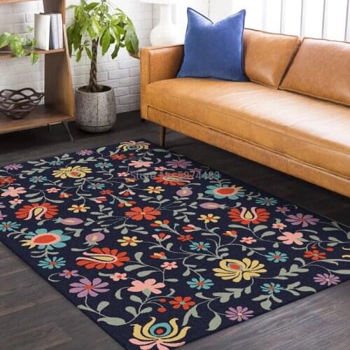 200*300cm Fashion American Fresh Retro Blue Flowers Living Room Bedroom Kitchen Bedside Non-slip Carpet Floor Mat