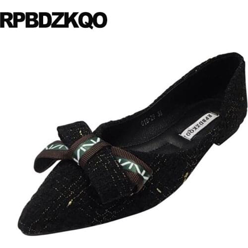 2019 designer white pointed toe shoes soft ballet flats women slip resistant black china ladies bow italian ballerina on chinese
