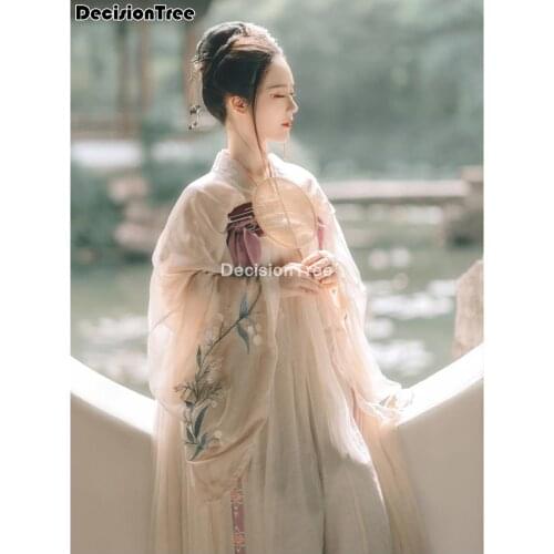 2021 women classical long sleeves fairy clothing stage hanfu performance chinese folk dance costumes princess fairy dress