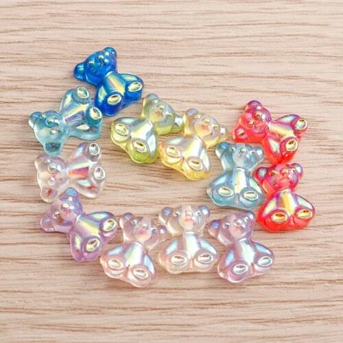 40pcs 10*11mm Cartoon Animal Charms Mix Colors Bear Loose Spacer Beads for Jewelry Making DIY Earrings Bracelets Crafts Supplies