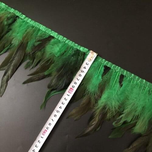 5 Meters Deep Green Dyed Natural Feathers Trim for Crafts Clothes Decoration Pheasant Chicken Feather Ribbon Plumes Accessories