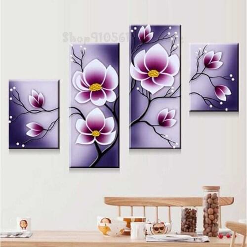 DIY Special Shaped Diamond Embroidery,Living room bedroom quadruple flower non-Full Diamond painting decoration GG989