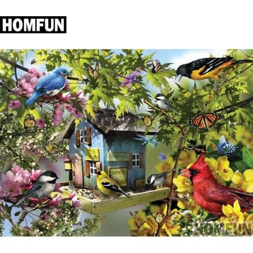 HOMFUN Full Square/Round Drill 5D DIY Diamond Painting "Bird house" Embroidery Cross Stitch 5D Home Decor Gift A05073