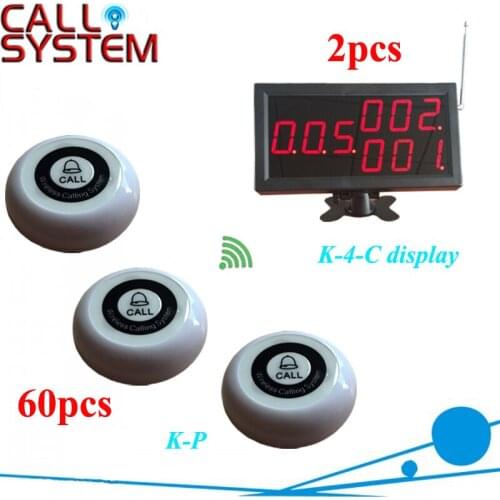 Coffee shop wireless calling system 2 receivers work with 60 guest table buzzer