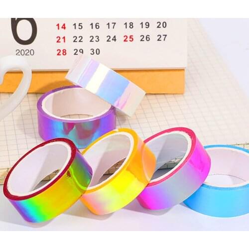 Glitter Decorative Adhesive Tapes DIY Rainbow Laser Washi Tape Masking Tape Stationery Scrapbooking School Supplies 6Rolls/Set