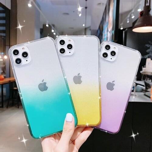 Glitter Diamond Edge Soft TPU Phone Cases for Iphone 12 12mini 11 Pro Max Xr X Xs Max 7 8 6 6S Plus Case Gradient Color Cover
