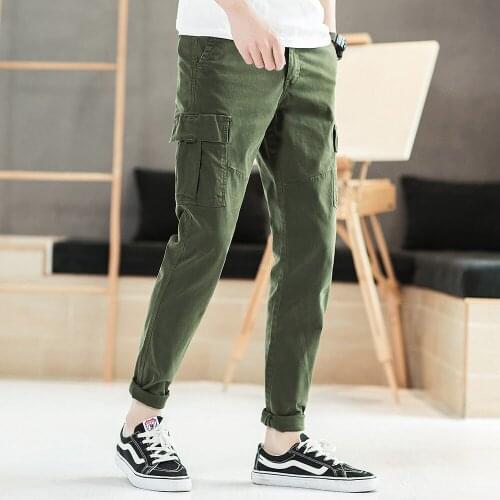 Casual Style Cargo Pants Mens Multi-Pocket Military Large size Tactical Pants Men Outwear Army Straight slacks Long Trousers F65