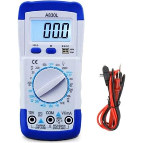 LCD Digital Multimeter Ohmmeter A830L Diode Ammeter Amper Portable Electrician Supplies 1PC Handheld Instrumentation Volt Tester