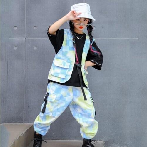 Kids Street Dance Costumes Multicolor Hip Hop Clothing Vest Pants For Girls Boys Modern Dancing Performance Stage Costume BL5729