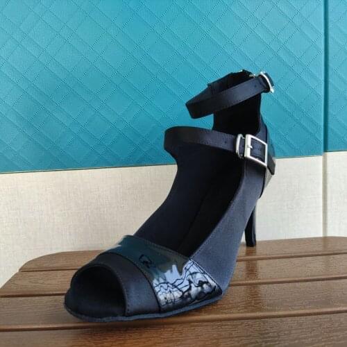 Evkoodance Heel 8.5 cm Red Khaki And Black Satin Or Pu Dancing Shoes Size US 4-12 Professional Latin Shoes For Women Evkoo-421