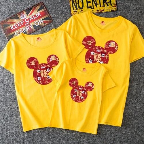 Disney Womens Funny Mickey Minnie Print Girl Kids T-shirt Summer Fashion Ullzang Harajuku Family Matching Clothes T Shirt
