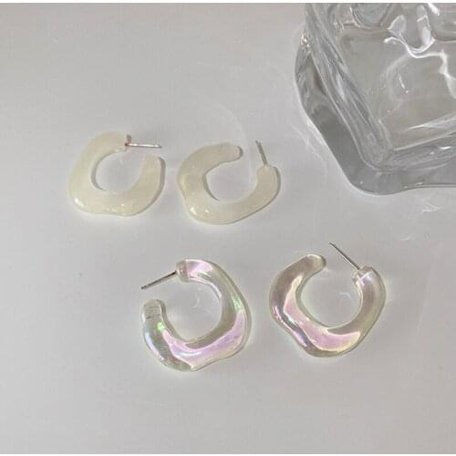 GSOLD New Transparent Phantom Color Resin Hoop Earring Geometric U-Shaped Earring Chic Simple Women Party Jewelry Gifts 2021