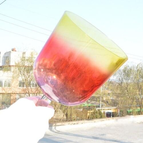 HF 3.25"-3.75' Rainbow Crystal Singing Chime Crystal Singing Bowl With Handle For Body Heath Healing Spirit Soul Therapist Yoga