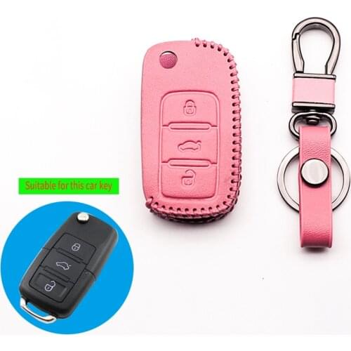 Exquisite handmade leather key case For Volkswagen for Skoda Octavia A5 Fabia Rapid Superb Citigo Yeti ,3 Buttons remote control