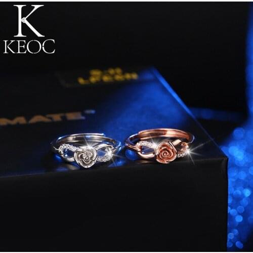 Keoc Metal Rose Dating Rings for Women Adjustable Size Wedding AAACZ Cheap Things Y2k Jewelry Friends Personalized Gift LY20042