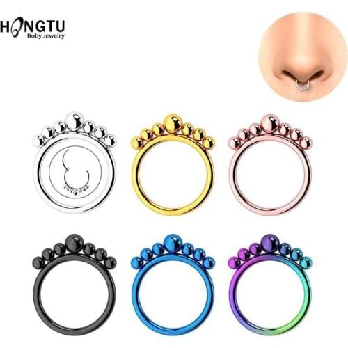 1PC Surgical Steel 16g Bead Hinged Daith Clicker Hoop Seamless Ring Helix Daith Septum Piercing Earring Nose Ring Hoop Labret