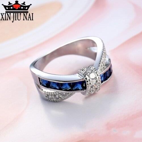 2020 classic new original design bowknot densely inlaid multicolor sapphire female full diamond ring Valentines Day wedding beg