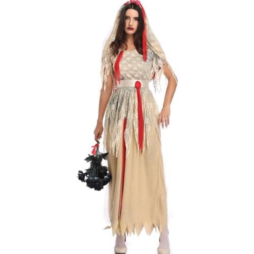 Halloween Costume adult Ghost costume Ghost Bride stage play costume Long Wedding dress Zombie Bride