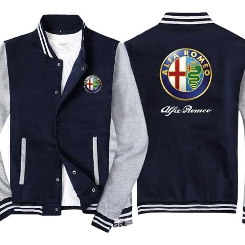 NEW Baseball Jacket Spring Autumn Fleece Cotton Slim Fit Jacket Alfa Romeo Car Logo Sweatshirt Fashion Hip Hop Harajuku Male