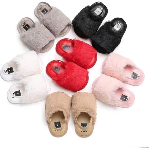 0-18 months summer newborn girl non-slip beginner walker baby furry shoes soft bottom crib shoes baby toddler sandals