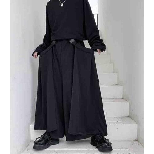 Yamamoto style wide leg casual pants mens and womens wide leg pants