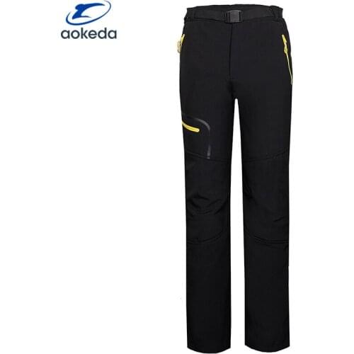 Waterproof Hiking Outdoor Pants Mens Fleece Softshell Hunting Fishing Ski Pants Winter Warm Camping Mountaineering Sport Trouse