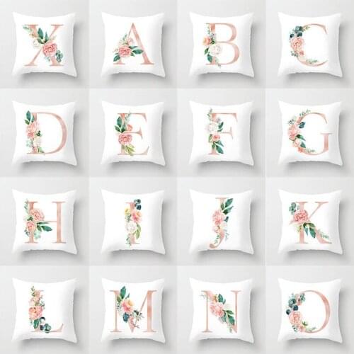 Flower Sofa Car Cojines Pillows Cover 45*45CM Pillow Home Decoration Cushion Cover English Alphabet