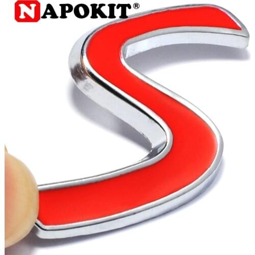 New 3D Chrome Metal Red S Logo Car Emblem Sticker for BMW Mini Cooper Car Tail Decoration Styling Decals Exterior Accessories