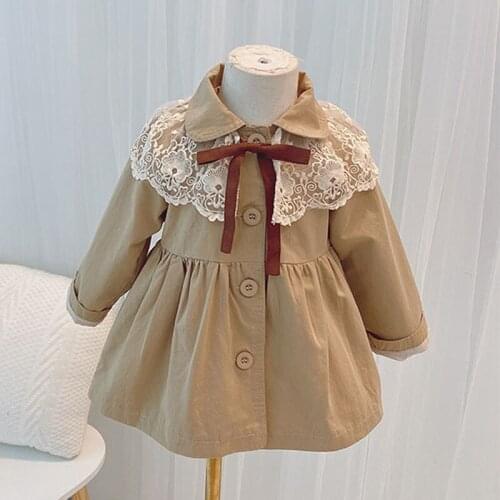 Keelorn Autumn Kids Dresses for Girls Toddlers Bandage Casual Jacket Windbreaker Dress Coat Long Ruffle Trench Outwear 2-6T