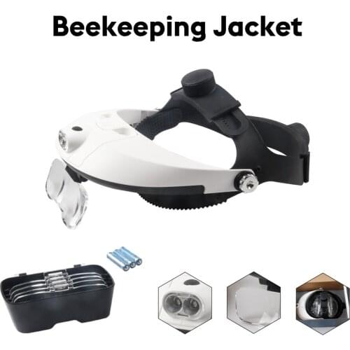 Beekeeping Headband Magnifying Glass With Led Lamp For Rearing Bee Queen Equipment With 5 Lens 1.0 - 6.0X Multiple Magnification