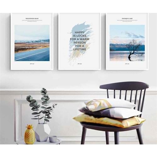 HAOCHU Scenery Lake Tree Canvas Painting For Living Room Home Decor Painting Print Poster Simple Nordic Wall Picture
